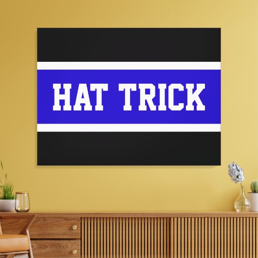 PET TRICK Royal Blue Zwart Wit Hockey Stripes Canvas Afdruk (Insitu (Woonkamer))