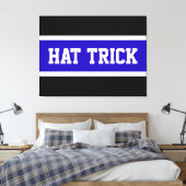 PET TRICK Royal Blue Zwart Wit Hockey Stripes Canvas Afdruk (Insitu (Slaapkamer))