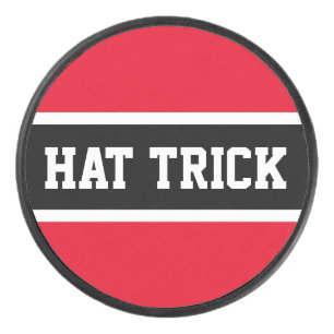 PET TRICK Sportief Helder Rood Zwart Wit Strepen Hockey Puck