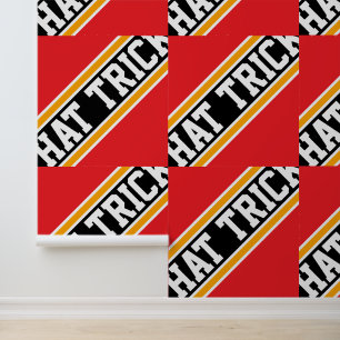 PET TRICK Tiled Bright Red Yellow Black Stripes Behang