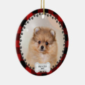 Pet Two Foto Kerstmis Rood Gepersonaliseerd Keramisch Ornament (Rechts)