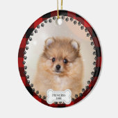 Pet Two Foto Kerstmis Rood Gepersonaliseerd Keramisch Ornament (Links)
