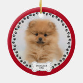 Pet Two Foto Kerstmis Rood Gepersonaliseerd Keramisch Ornament (Achterkant)