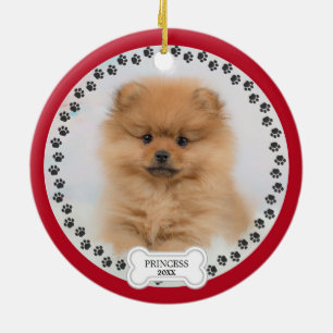 Pet Two Foto Kerstmis Rood Gepersonaliseerd Keramisch Ornament