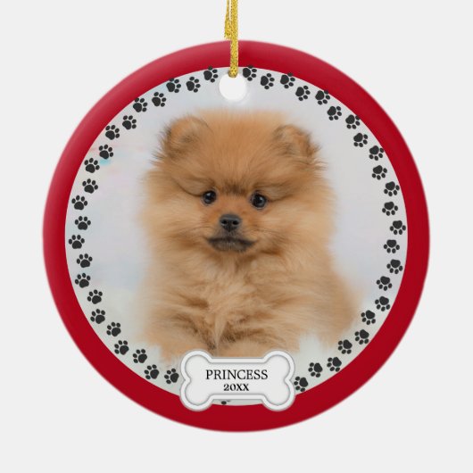 Pet Two Foto Kerstmis Rood Gepersonaliseerd Keramisch Ornament (Achterkant)