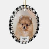 Pet Two Foto Kerstmis Zwart Plaid Gepersonaliseerd Keramisch Ornament (Rechts)