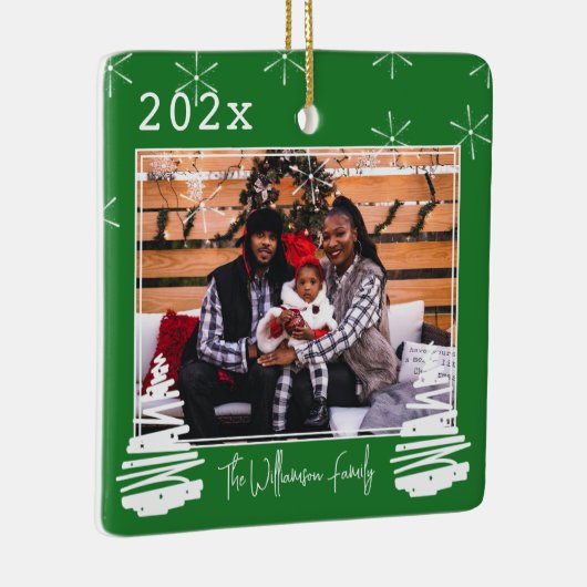 Pet two side Holiday kerstboomfamilie Foto Keramisch Ornament (Rechts)