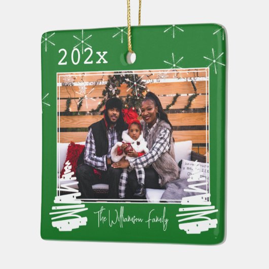 Pet two side Holiday kerstboomfamilie Foto Keramisch Ornament (Links)