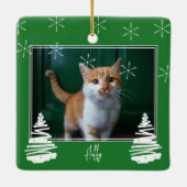 Pet two side Holiday kerstboomfamilie Foto Keramisch Ornament (Achterkant)