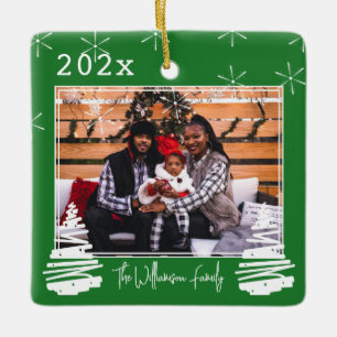 Pet two side Holiday kerstboomfamilie Foto Keramisch Ornament