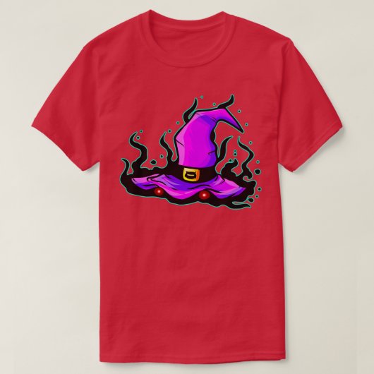Pet van boze heks met gloeiende ogen voor hallowee t-shirt (Design voorkant)