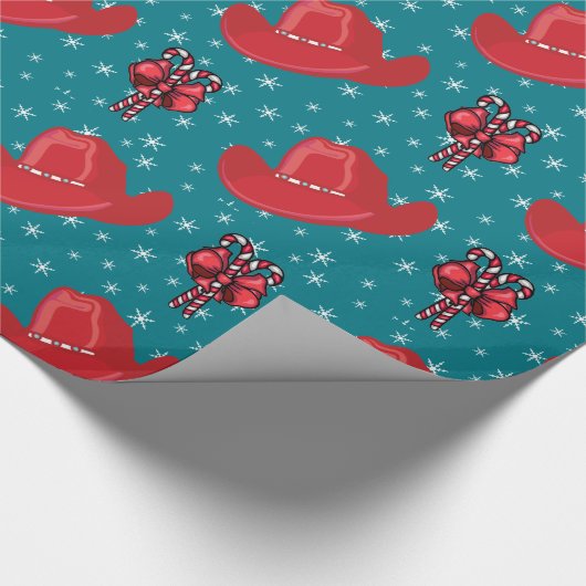 Pet van cowboy en kerstfeestnamesap met snoep cadeaupapier (Hoek)