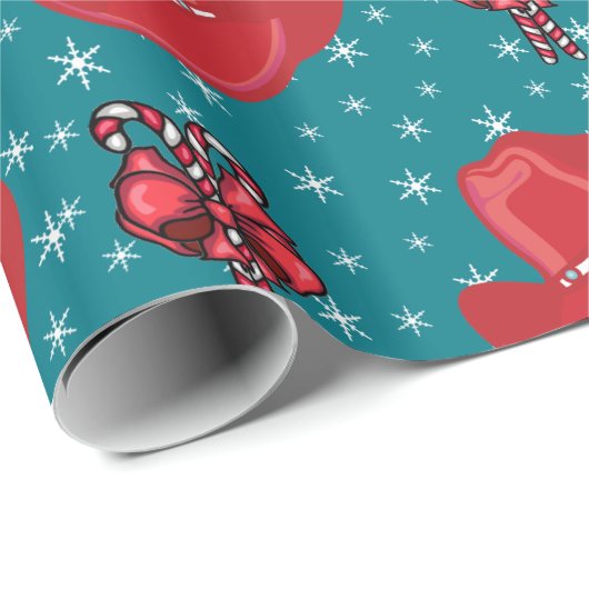 Pet van cowboy en kerstfeestnamesap met snoep cadeaupapier (Rol Hoek)