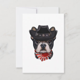 Pet van cowboy en vlag Franse bulledog voor Honden RSVP Kaartje