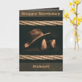 Pet van cowboy, laarzen en westerne-touwmetselwerk kaart (Gele Bloem)