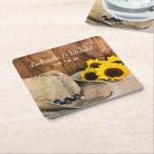 Pet van cowboy, zonnebloemen, Westerne bruiloft va Kartonnen Onderzetters (Schuin)