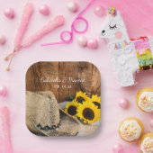 Pet van cowboy, zonnebloemen, Westerne bruiloft va Papieren Bordje (Feest)