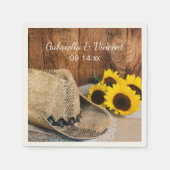 Pet van cowboy, zonnebloemen, Westerne bruiloft va Servet (Voorkant)