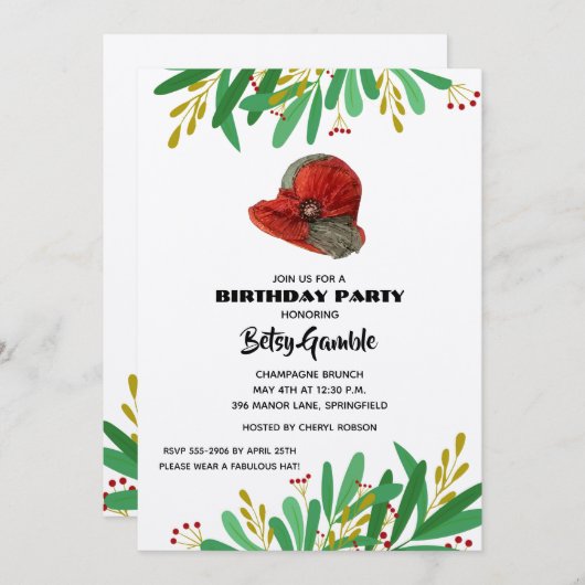 Pet van de  dame Birthday Party Kaart (Voorkant / Achterkant)