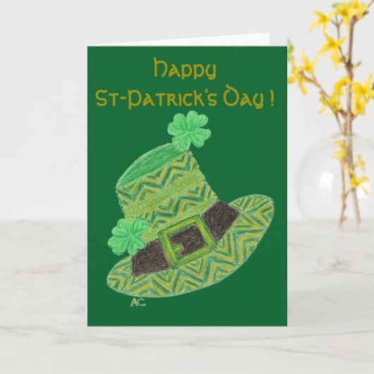 Pet van de groene chevron leprechaun kinder St-Pat Kaart (Gele Bloem)