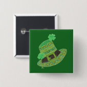 Pet van de groene chevron leprechaun St-Patrick's  Vierkante Button 5,1 Cm (Voorkant /achterkant)