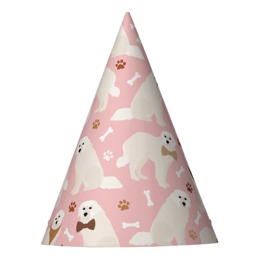 Pet van de Grote Pyreneeën en Botten Feesthoedjes (Voorkant)