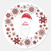 Pet van de kerstman en baard met vrolijk kerstfees ronde sticker (Voorkant)