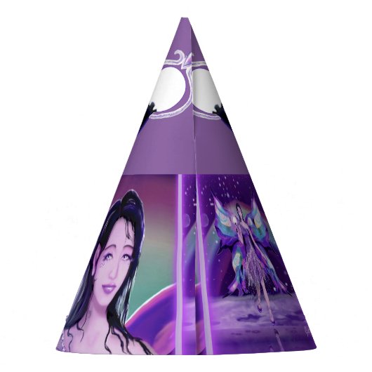 Pet van de Paarse Regenpartij Feesthoedjes (Achterkant)