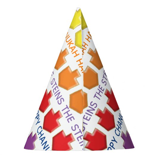 Pet van de partij Hanukkah "3D Dreidels" Feesthoedjes (Achterkant)