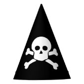 Pet van de partij met witte schedel en kruisende b feesthoedjes (Voorkant)