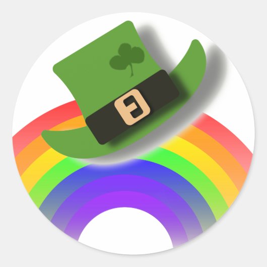 Pet van de St. Patricks Day en regenboog Ronde Sticker (Voorkant)