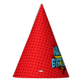 Pet van de Superheld Party - Red Dot Happy Birthda Feesthoedjes (Links)