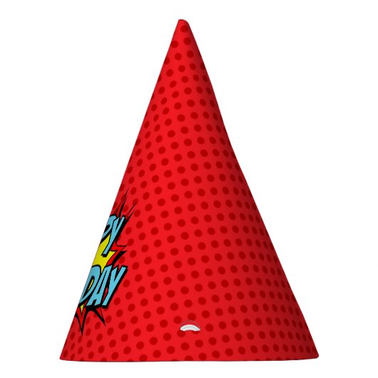 Pet van de Superheld Party - Red Dot Happy Birthda Feesthoedjes (Rechts)