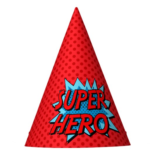 Pet van de Superheld Party - Rode Dot Feesthoedjes (Voorkant)