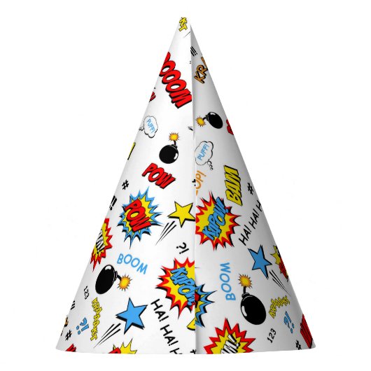 Pet van de Superheld Party - Word Art Feesthoedjes (Achterkant)