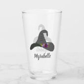 Pet van de zwarte heks met bloemen gepersonaliseer glas (Achterkant)