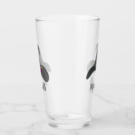 Pet van de zwarte heks met bloemen gepersonaliseer glas (Rechts)