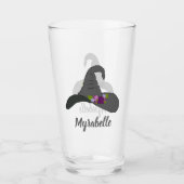 Pet van de zwarte heks met bloemen gepersonaliseer glas (Voorkant)