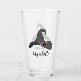 Pet van de zwarte heks met bloemen gepersonaliseer glas