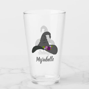 Pet van de zwarte heks met bloemen gepersonaliseer glas