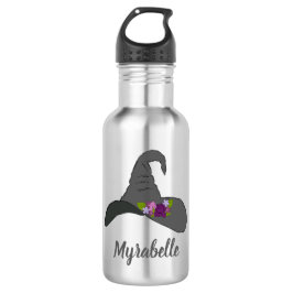 Pet van de zwarte heks met bloemen gepersonaliseer waterfles 