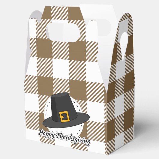 Pet van de zwarte pelgrim op bruine speldenstaart  bedankdoosjes (Geopend)