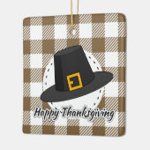 Pet van de zwarte pelgrim op bruine speldenstaart  keramisch ornament (Links)