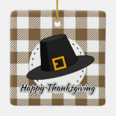 Pet van de zwarte pelgrim op bruine speldenstaart  keramisch ornament (Achterkant)