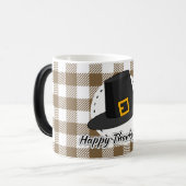 Pet van de zwarte pelgrim op bruine speldenstaart magische mok (Voorkant links)