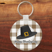 Pet van de zwarte pelgrim op bruine speldenstaart  sleutelhanger (Voorkant)