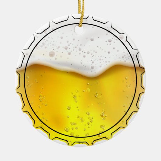 Pet van flesje van tapbier keramisch ornament (Voorkant)