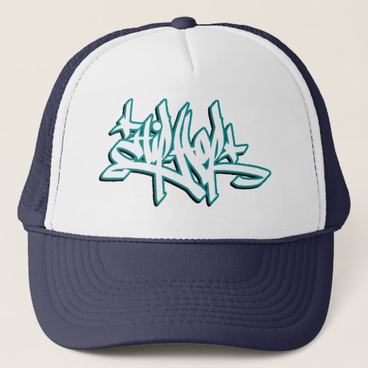 pet van hop (blauw en wit) (Voorkant)