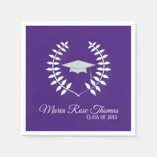 Pet van Paars Afstudeerder en bladpapier Servet (Voorkant)