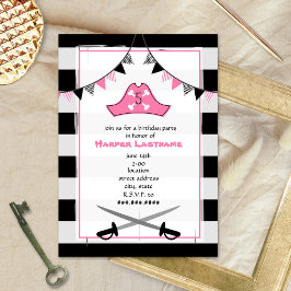 Pet van Pirate + zwaarden Birthday Party Invite -  Kaart